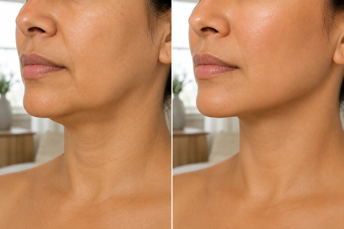Before and after jawline appearance