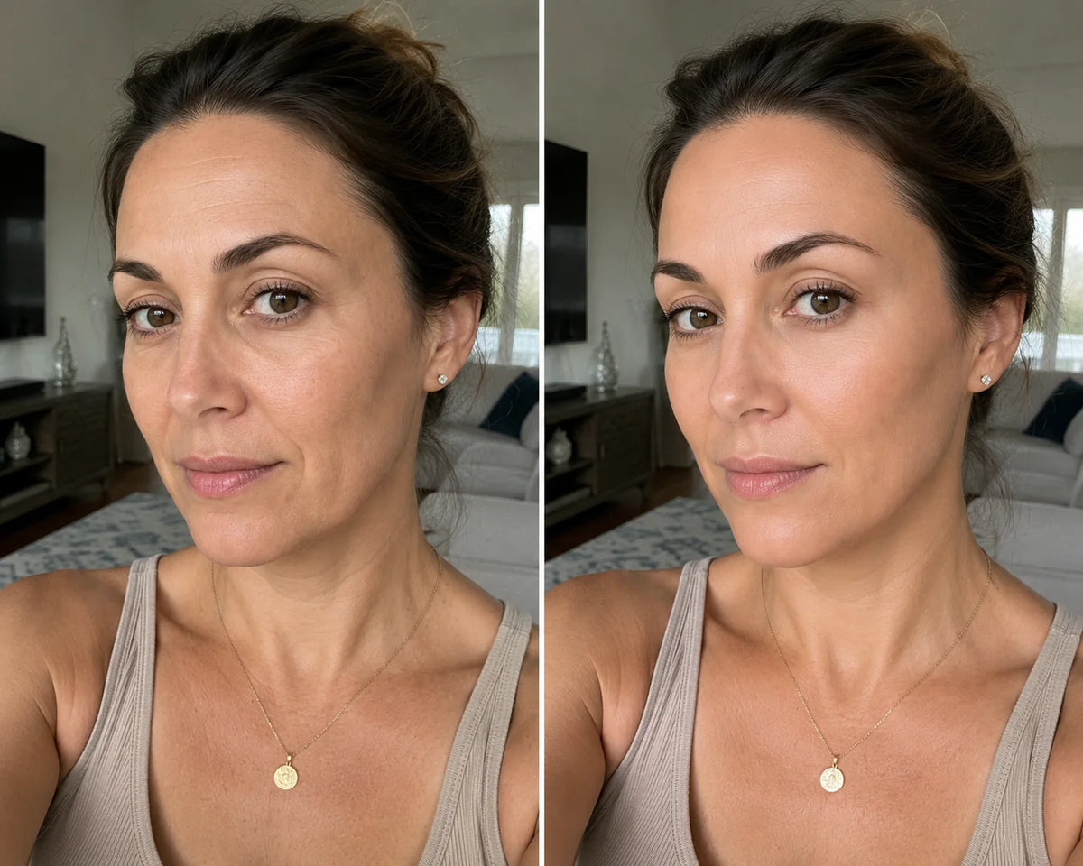 Before and after final skin appearance